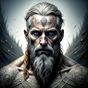 Nordic God Balder - perfect realistic art, high-definition grey and black, white background tattoo design