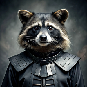 A raccoon dressed as Darth Vader Star Wars Episode 4