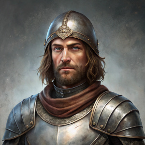 medieval knight portrait with grey background
