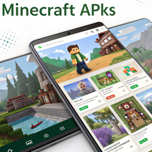 A webpage screenshot showcasing Minecraft mod APKs for Android devices. Modern interface with colorful thumbnails and easy navigation options. Vietnamese text included.