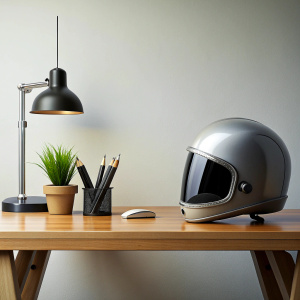 motorbike helmet  mockup desk