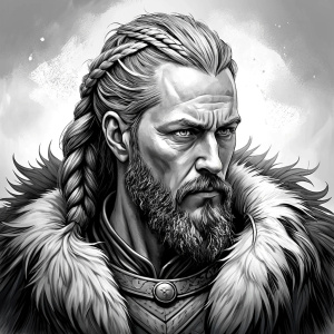 viking ragnar perfect realistic art, high-definition, high-definition grey and black, white background 