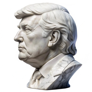 donald trump white marble side view on white background