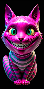 Cheshire Cat "alice in wonderful" on black background
