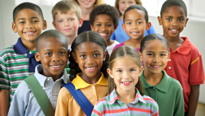 Children of different ethnicities at school