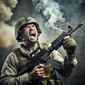 Drunk Gunner with assault rifle