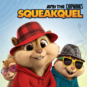 Promotional poster for 'Alvin and the Chipmunks: The Squeakquel'. Alvin, sporting a red cap and a confident smirk, Simon with a plaid hat, and Theodore with sunglasses are center stage. Bold font highlights the title.