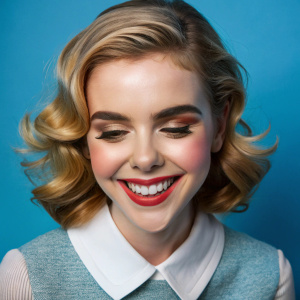 Face perfect.  Kiernan shipka  candid smile, sophisticated makeup in 1966 style with fake lashes, , high resolution, realistic 