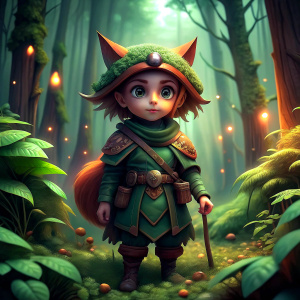 A character to play as a hunter in a fairy tale forest.