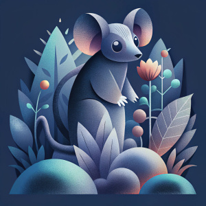 mouse in flowers and forest, 3d, Create a highly-detailed painting or print in the Bauhaus style with a perfect composition, an interpretation of geometric shapes. The work should incorporate elements of Art Deco, Cubism, Fauvism, and Retro-futurism, and be styled in the 1970s era. The final piece should be a powerful, abstract representation  the message of intertone