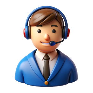 3d icon of human tech support without face and without eyes transparent background