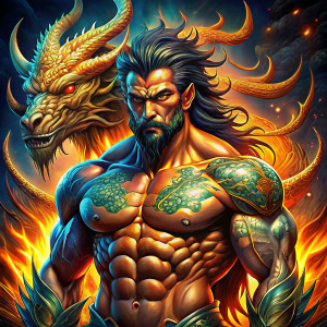 A muscular man with a well-defined physique Dragon 

