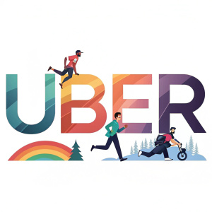 The Uber logo, vibrant and bold, centered on a sleek white background, showcasing a modern font design