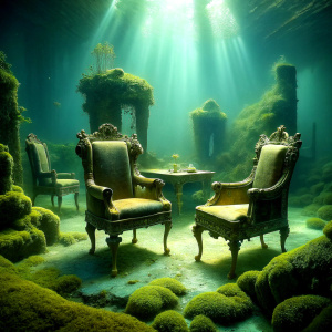 close  moss covered  antique worn furniture  moss covered worn furniture underwater sea submerged  antique livingroom                    
 The Bioluminescent   phenomenon  Amazing light reflections 
 
