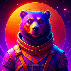 realistic grizzly astronaut in the space, the style of retrofuturism.

