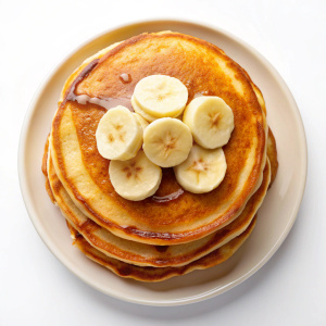 a top view a Banana pancake on white background
