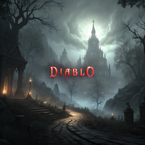 Official artwork for the Diablo game series featuring the iconic red logo.