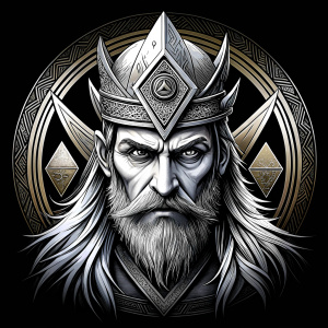 walhalla, viking warrior,  runics face, black work, white backrounds