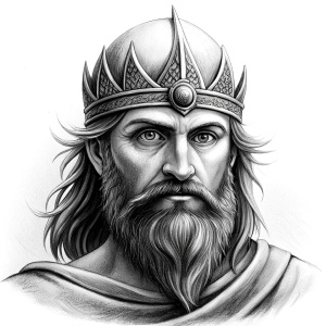 Nordic Surt - Ruler of Muspellsheim - perfect realistic art, high-definition grey and black, white background tattoo design