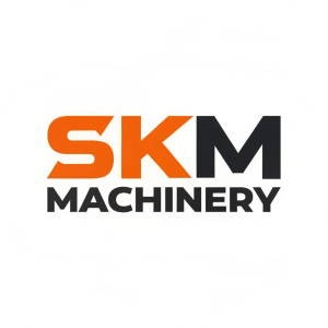 Logo design for SKM Machinery. Bold typography with 'SKM' and 'Machinery' in vibrant orange and black.