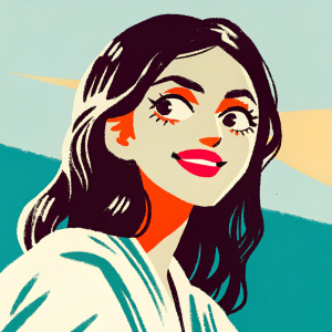 Digital sketch of Zendaya, facial close-up, warm color palette, soft background gradient.
