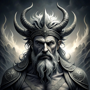 Nordic God Njörd, The Norse Sea God - perfect realistic art, high-definition grey and black, white background tattoo design