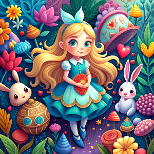 cute Alice in Wonderland
, wallpaper pattern, relief



