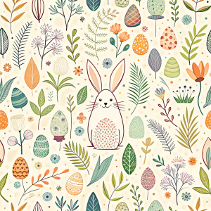 easter minimalist doodles seamless pattern tile, white ground