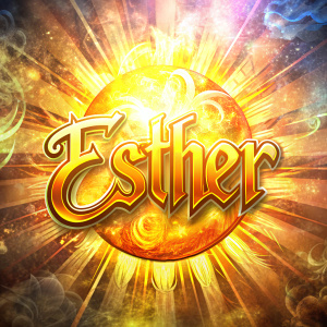 "esther" name wallpaper with real Sun enlightning behind the name and white with thunder background 