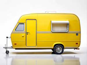  
Electric yellow mobile home car 