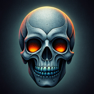 skull tattoo design - perfect realistic art - high-definition - grey and black - white background 