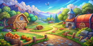 farm quest ui background, background image, 2d, game asset
