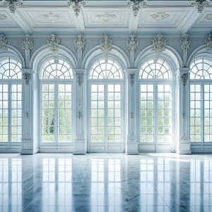 white palace windows indoor background, high resolution.