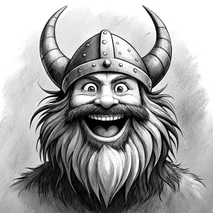 happy viking perfect realistic art, high-definition, high-definition grey and black, white background 