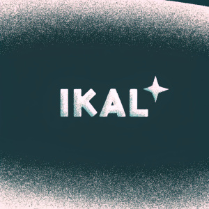 A sleek logo design featuring the brand name 'IKAL' in a minimalist sans-serif font. Positioned against a stark black background, a small, subtle star-like icon is placed above the brand name. Utilizing a monochromatic color scheme with black and a faint grey accent, the focus is on clean, contemporary typography.