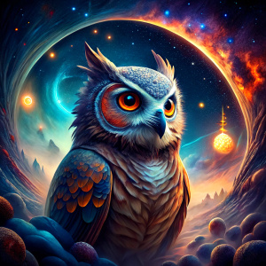 Dare to know, the cosmic owl whispers, leading us through the nebulae of our own curiosity, into the vast expanse of wisdom that lies beyond the stars.