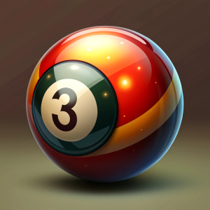 realistic billiard ball, number 3