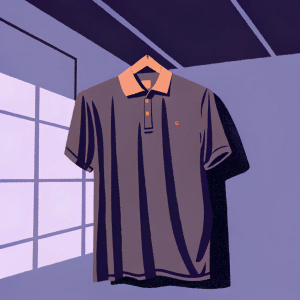 Classic Burberry polo shirt in dark olive color. Featured against a minimalist grey wall background. Styled with a collar slightly open, showcasing the iconic piqué pattern and small emblem on the chest.