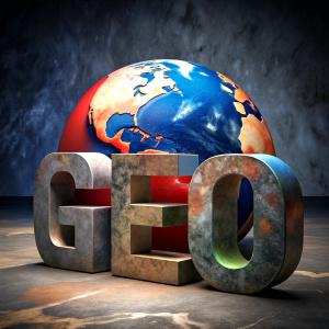 inscription GEO on geopolitical background