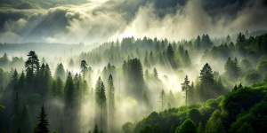  forest with fog and rain