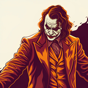 Joaquin Phoenix in character as Joker, black and white comic style illustration, detailed and dramatic