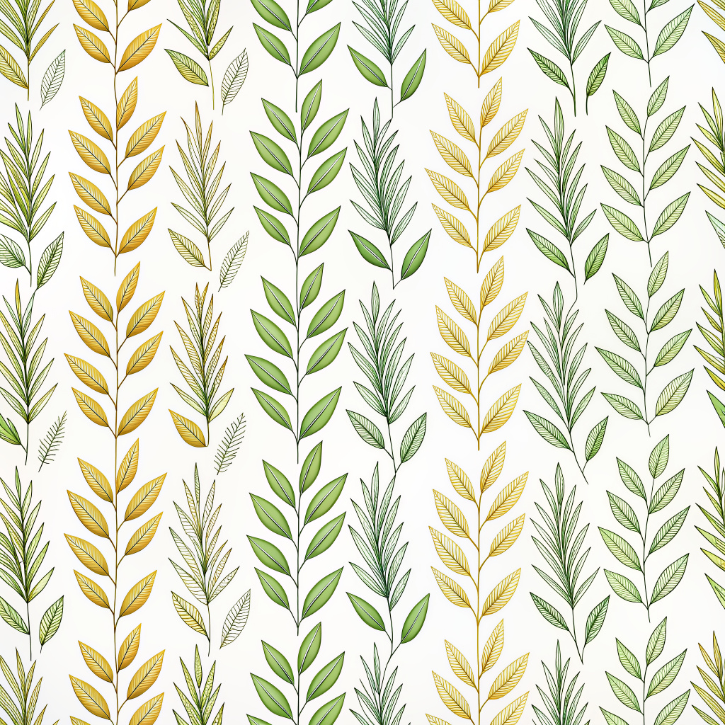 minimalist little and long  leaves seamless patterns, isolated on white background