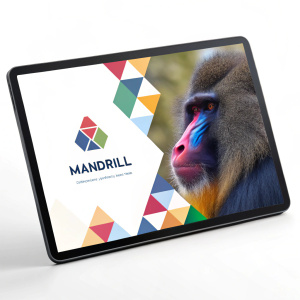 Modern digital interface with the Mandrill logo. Geometric shapes forming a seamless pattern.
