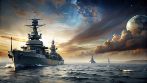  buque de guerra, acorazado, Segunda Guerra Mundial, el Bismark, el Hood, barcos de batalla, horizonte, Júpiter

