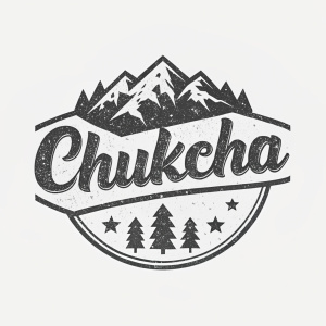 Rugged and edgy logo design for Chukcha. Grayscale colors with a grunge-inspired font. Textured and rough look, emphasizing the brand's unique identity.