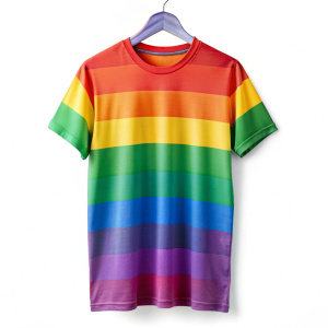 plain rainbow color classic t-shirt , front view mockup on white background