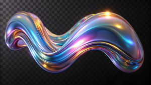 3d chrome neon fluid form liquid metallic shape on transparent png isolated background