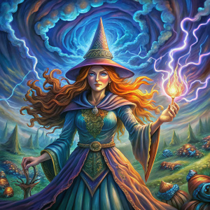 Uma feiticeira ágil e astuta, especialista em magias do vento.
Poderes: Manipulação do vento, voo, invocação de tornados.