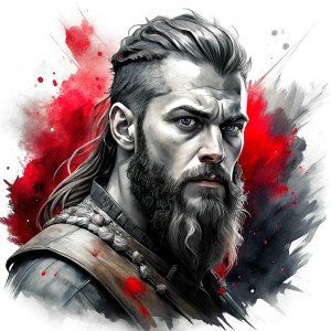 viking ragnar perfect realistic art, high-definition, high-definition grey and black, white background 