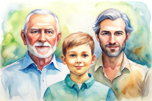 simple family grandfather father and son